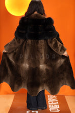 Load image into Gallery viewer, Full length natural beaver fur coat with stand collar