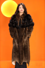 Load image into Gallery viewer, Full length natural beaver fur coat with stand collar