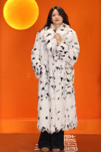 Load image into Gallery viewer, Full length natural Saga fox fur coat in imitation of lynx fur