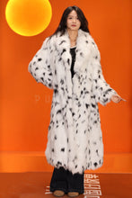 Load image into Gallery viewer, Full length natural Saga fox fur coat in imitation of lynx fur