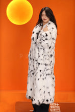 Load image into Gallery viewer, Full length natural Saga fox fur coat in imitation of lynx fur