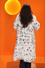 Load image into Gallery viewer, Full length natural Saga fox fur coat in imitation of lynx fur