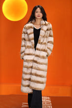 Load image into Gallery viewer, Full length natural rex rabbit fur coat with english collar