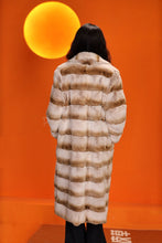 Load image into Gallery viewer, Full length natural rex rabbit fur coat with english collar