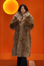 Load image into Gallery viewer, Full length natural Saga fox fur coat with shawl collar