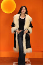 Load image into Gallery viewer, Full length natural astrakhan fur coat with shawl collar