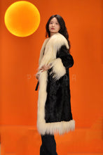 Load image into Gallery viewer, Full length natural astrakhan fur coat with shawl collar