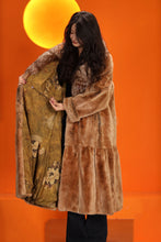 Load image into Gallery viewer, Full length natural rex rabbit fur coat with fox shawl collar