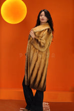 Load image into Gallery viewer, Full length natural golden marten coat with shawl collar