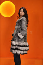 Load image into Gallery viewer, Mid-length genuine karakul and rex rabbit fur coat