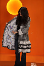Load image into Gallery viewer, Mid-length genuine karakul and rex rabbit fur coat