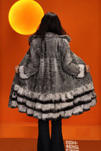 Load image into Gallery viewer, Mid-length genuine karakul and rex rabbit fur coat