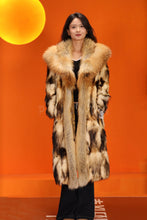 Load image into Gallery viewer, Penny lane in women's full length natural fitch fur coat with fox shawl collar