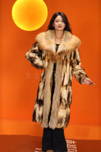 Load image into Gallery viewer, Penny lane in women's full length natural fitch fur coat with fox shawl collar