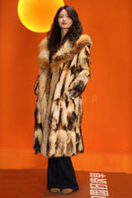 Load image into Gallery viewer, Penny lane in women's full length natural fitch fur coat with fox shawl collar