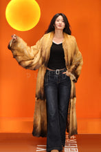 Load image into Gallery viewer, Full length natural golden marten coat with shawl collar