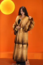 Load image into Gallery viewer, Full length natural golden marten coat with shawl collar