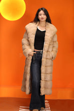 Load image into Gallery viewer, Full length natural arctic hare fur coat with shawl collar