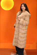 Load image into Gallery viewer, Full length natural arctic hare fur coat with shawl collar