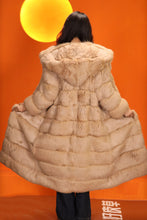 Load image into Gallery viewer, Full length natural arctic hare fur coat with shawl collar