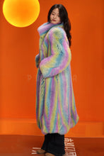 Load image into Gallery viewer, Full length natural Saga fox fur coat with stand collar