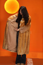 Load image into Gallery viewer, Full length natural Saga red fox fur coat with shawl collar