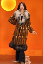 Load image into Gallery viewer, Full length natural squirrel fur coat with silver fox shawl coller
