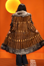 Load image into Gallery viewer, Full length natural squirrel fur coat with silver fox shawl coller