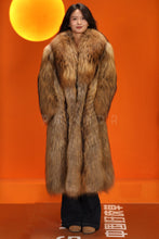 Load image into Gallery viewer, Full length natural arctic raccoon fur coat with shawl collar