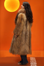 Load image into Gallery viewer, Full length natural arctic raccoon fur coat with shawl collar