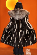 Load image into Gallery viewer, Full length natural skunk fur coat with fox collar