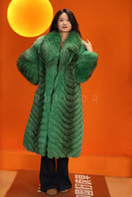 Load image into Gallery viewer, Full length natural Saga cross fox fur coat with shawl collar