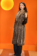 Load image into Gallery viewer, Full length natural cat fur coat with shawl collar