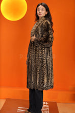 Load image into Gallery viewer, Full length natural cat fur coat with shawl collar