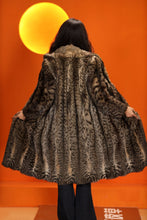 Load image into Gallery viewer, Full length natural cat fur coat with shawl collar