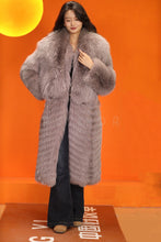 Load image into Gallery viewer, Full length natural Saga fox fur coat with shawl collar