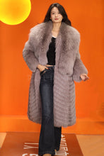 Load image into Gallery viewer, Full length natural Saga fox fur coat with shawl collar