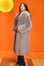 Load image into Gallery viewer, Full length natural Saga fox fur coat with shawl collar