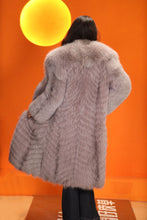 Load image into Gallery viewer, Full length natural Saga fox fur coat with shawl collar