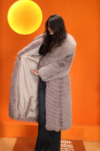 Load image into Gallery viewer, Full length natural Saga fox fur coat with shawl collar