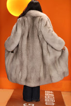 Load image into Gallery viewer, Full length natural Saga blue fox fur coat with shawl collar