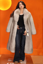 Load image into Gallery viewer, Full length natural Saga blue fox fur coat with shawl collar