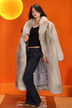 Load image into Gallery viewer, Full length natural Saga blue fox fur coat with shawl collar