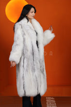 Load image into Gallery viewer, Full length Saga arctic marble fox fur coat with shawl collar