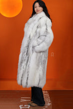 Load image into Gallery viewer, Full length Saga arctic marble fox fur coat with shawl collar