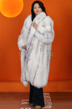 Load image into Gallery viewer, Full length Saga arctic marble fox fur coat with shawl collar