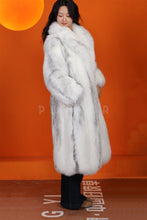 Load image into Gallery viewer, Full length Saga arctic marble fox fur coat with shawl collar