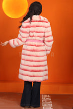 Load image into Gallery viewer, Full length natural rex rabbit fur coat with english collar