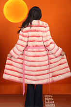 Load image into Gallery viewer, Full length natural rex rabbit fur coat with english collar