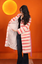 Load image into Gallery viewer, Full length natural rex rabbit fur coat with english collar